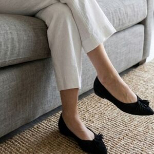 Jcrew Lottie Tassel  Flats In Black Suede Sz 8